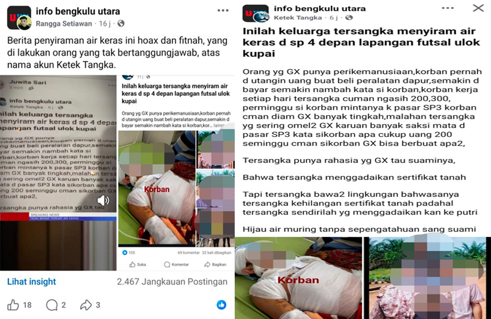Viral Dugaan Penyiraman Air Keras di Ulok Kupai Beredar Luas di Dunia Maya
