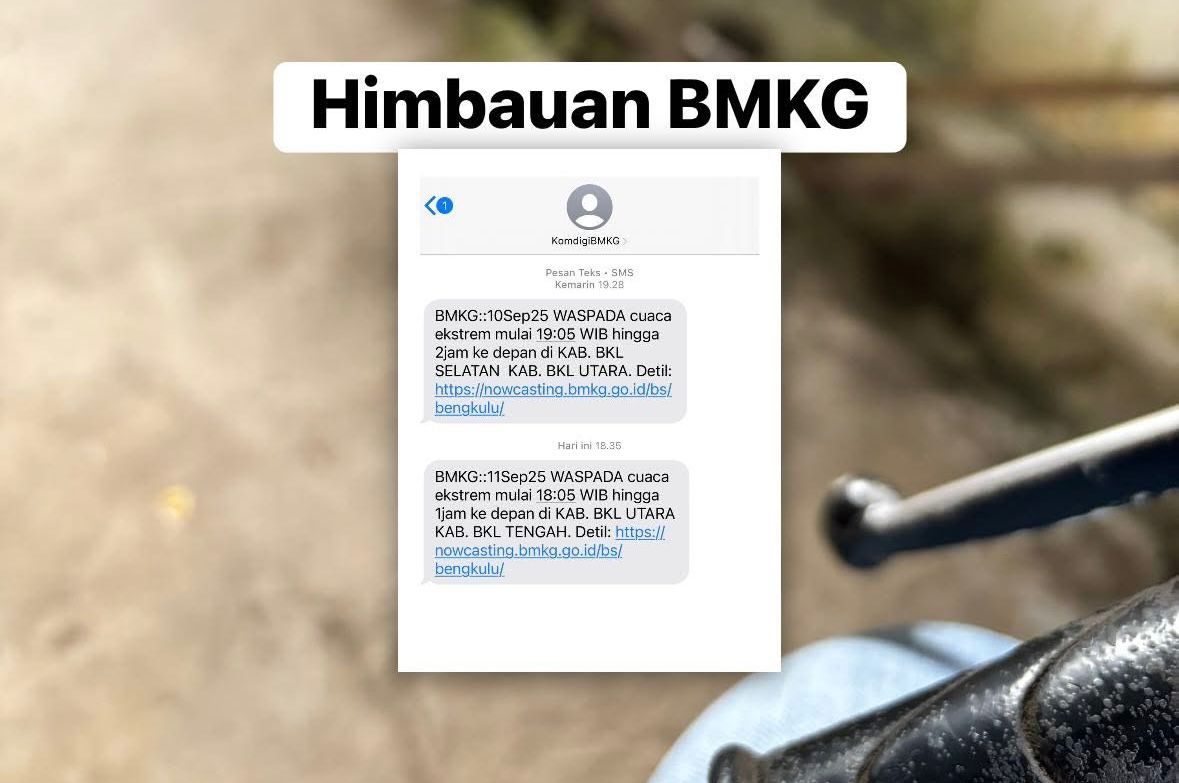 Cuaca Ekstrem, BMKG Dua Kali Ingatkan Masyarakat Bengkulu Utara untuk Waspada