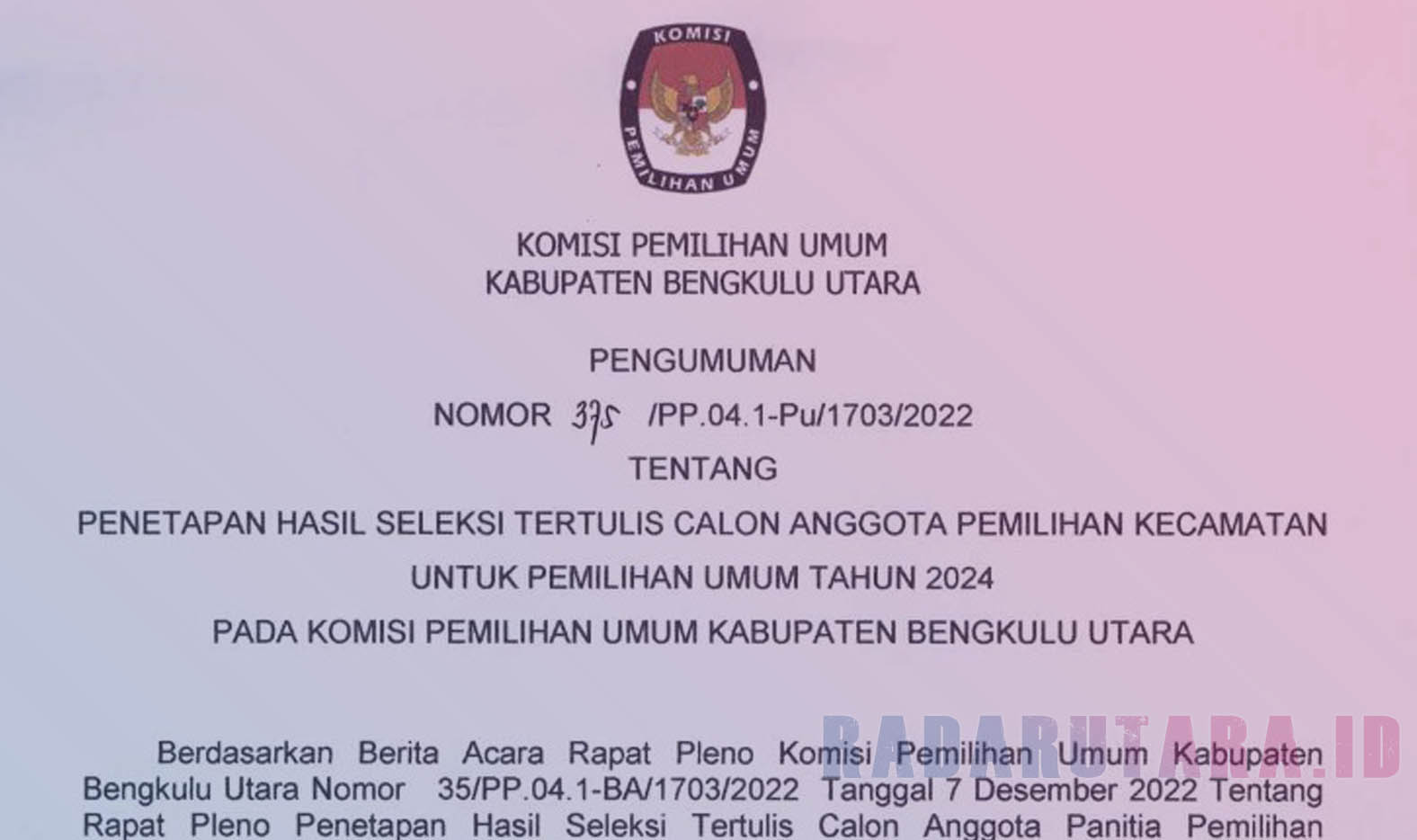 Calon PPK di Bengkulu Utara yang Lolos Tes Tertulis dan Jadwal Wawancara