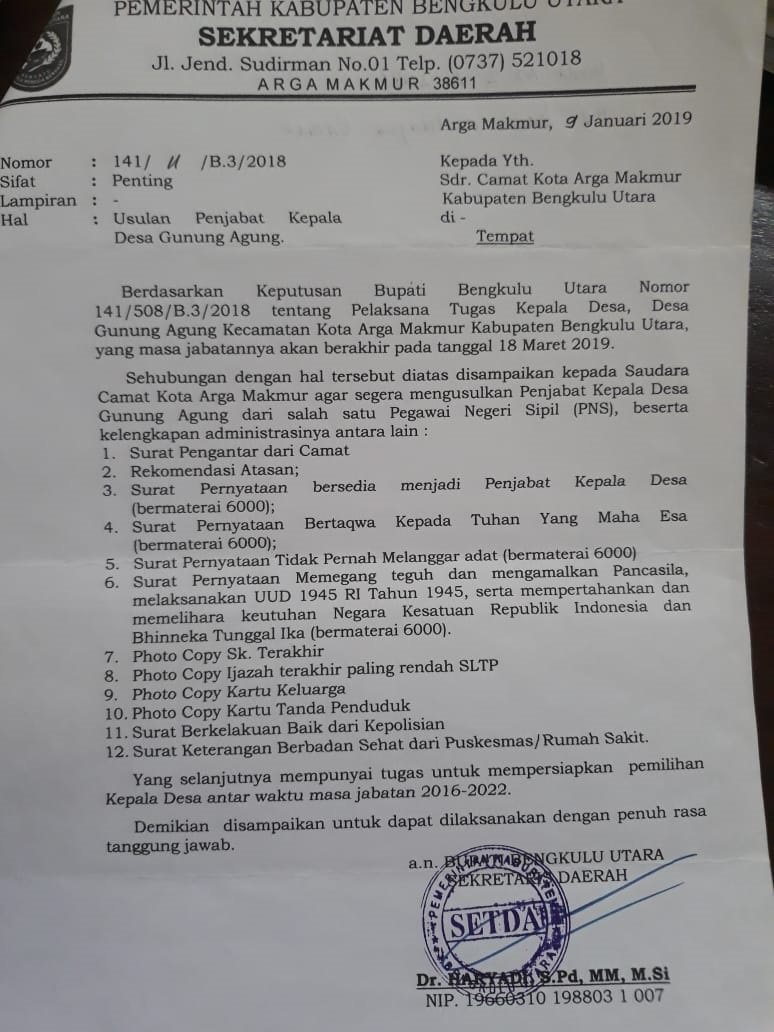 Gunung Agung Bakal Dipimpin Pj Kades