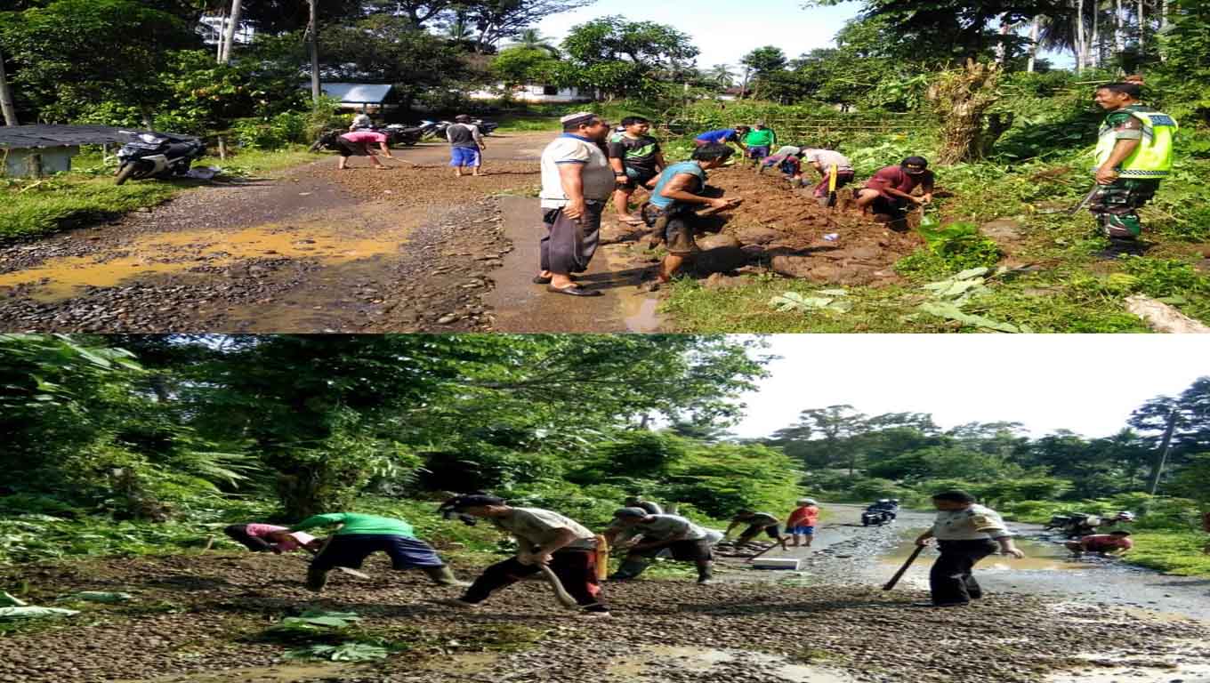 Bersama TNI/Polri, Warga “Keroyok” Jalan Provinsi