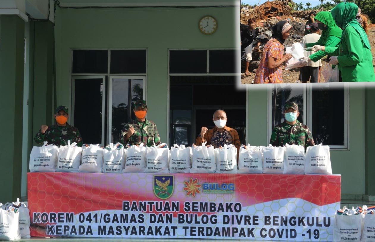 Ditengah Covid-19, Korem 041/Gamas dan Bulog Salurkan Bapok