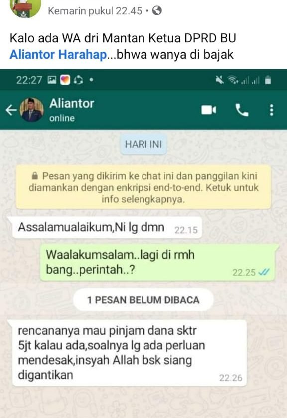 WA Anggota Dewan BU Dibajak