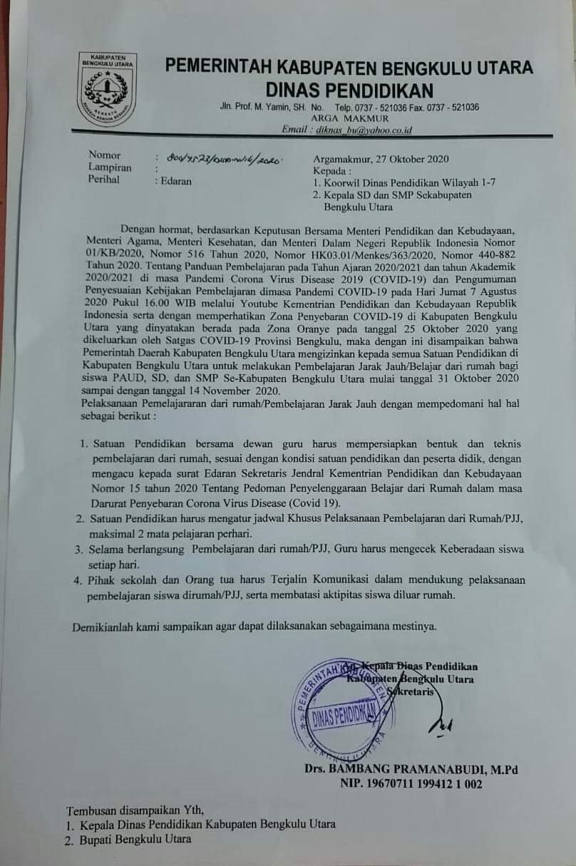 Konfirmasi Positif Bertambah, Sekolah di BU Lockdown