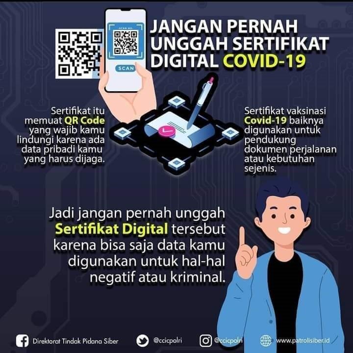 Jangan Unggah Sertifikat Covid-19 ke Medsos