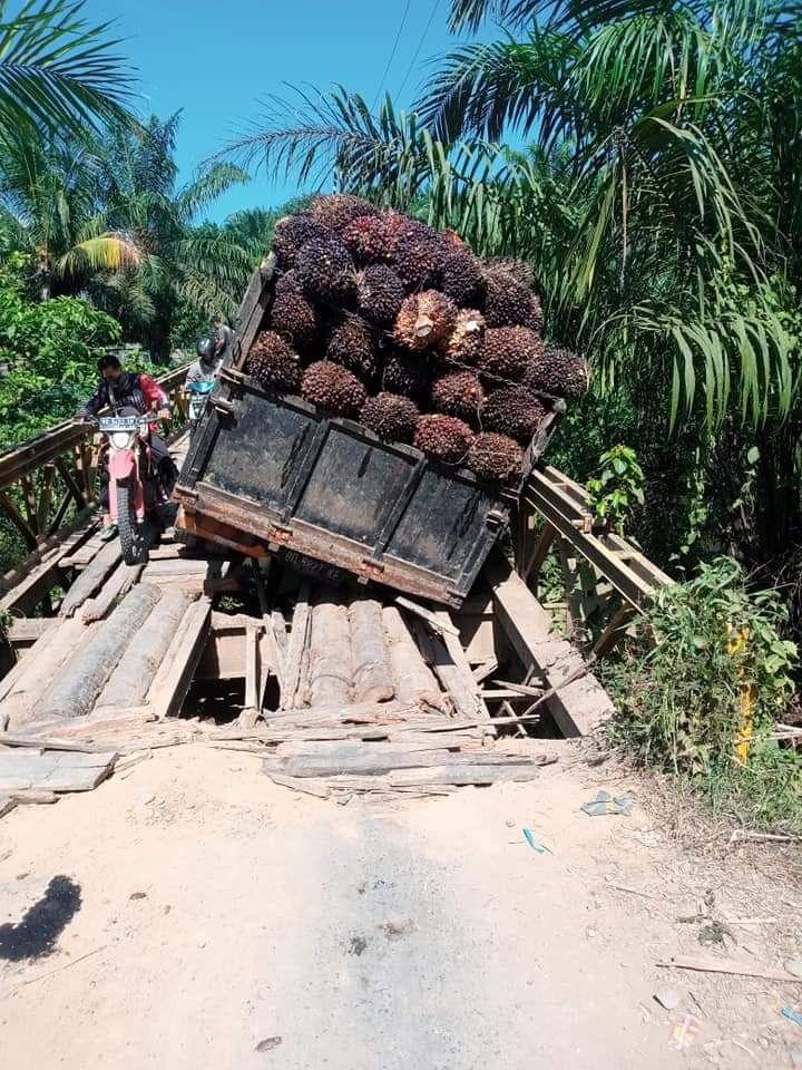 Warga Lembah Duri Perbaiki Jembatan Provinsi