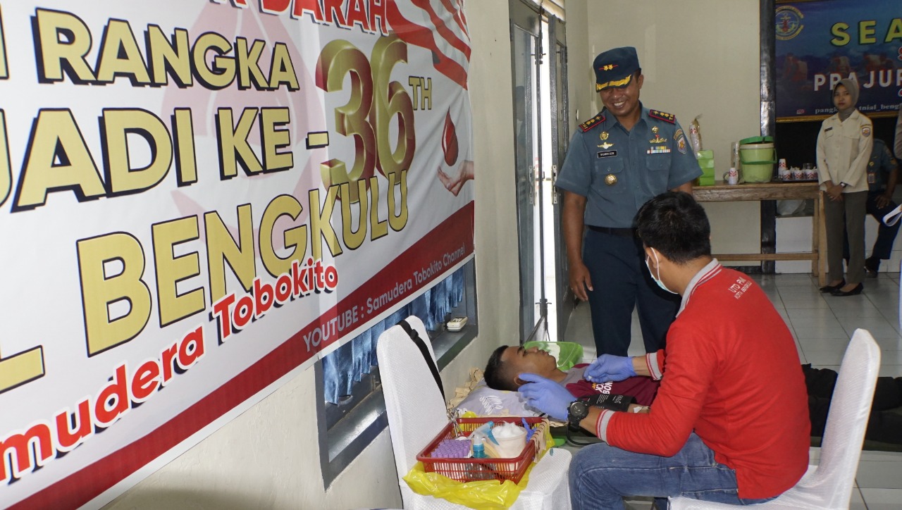 Gelar Baksos, Lanal Bengkulu Kumpulkan 36 Kantong Darah