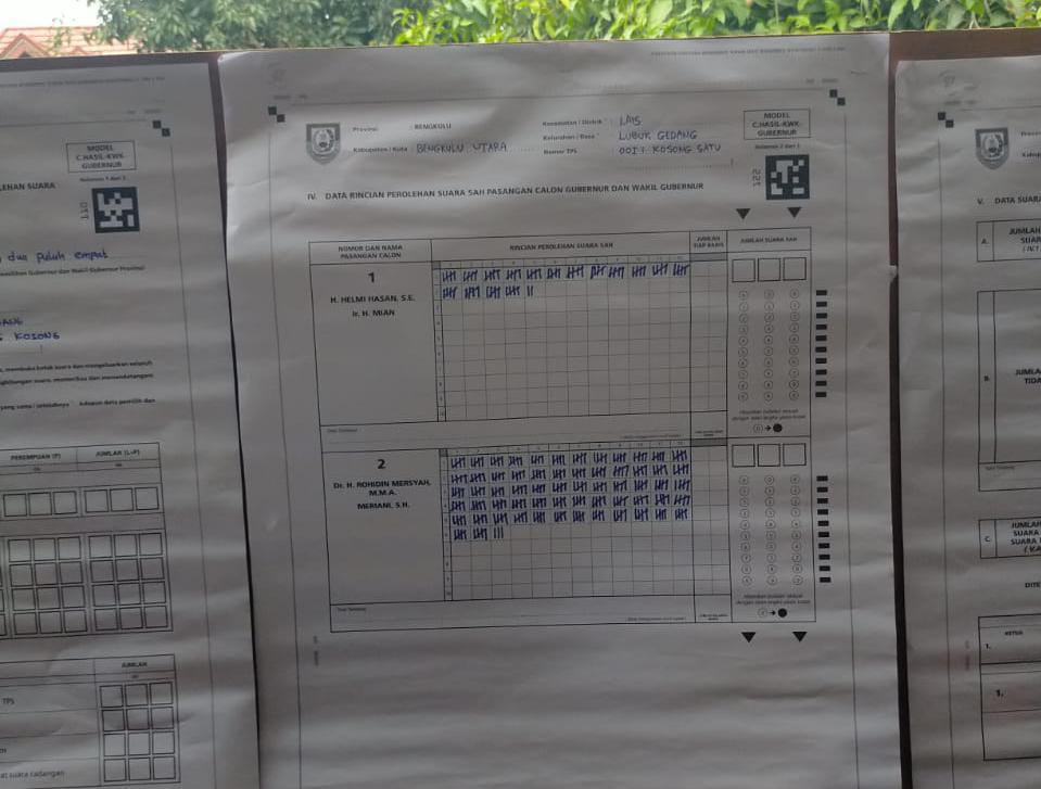 Hitung Suara, HM Kalah Telak dari Romer di TPS Desa Lubuk Gedang, Bengkulu Utara 