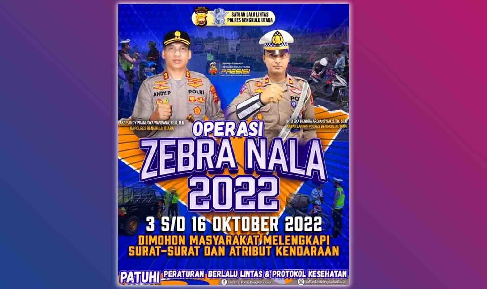 Lengkapi Surat Kendaraan, Polres Bengkulu Utara Segera Gelar Operasi Zebra Nala 2022