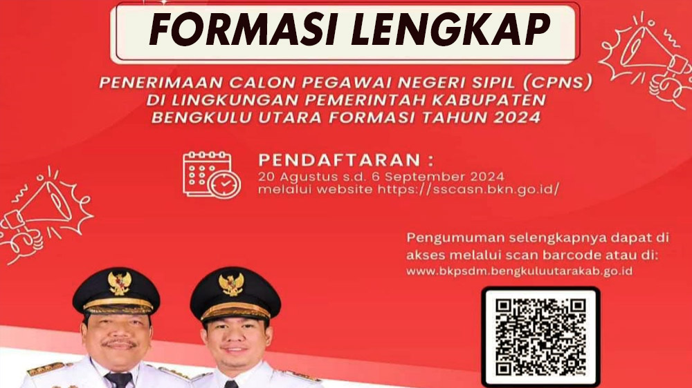 Berikut Formasi Lengkap Penerimaan CPNS 2024 Bengkulu Utara