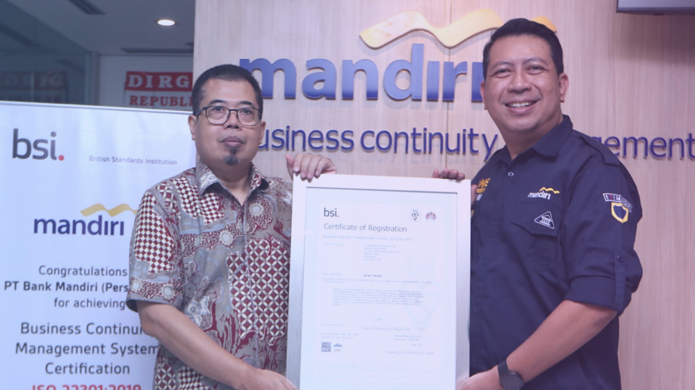 Raih ISO 22301, Operasional Bisnis Bank Mandiri Berstandar Internasional