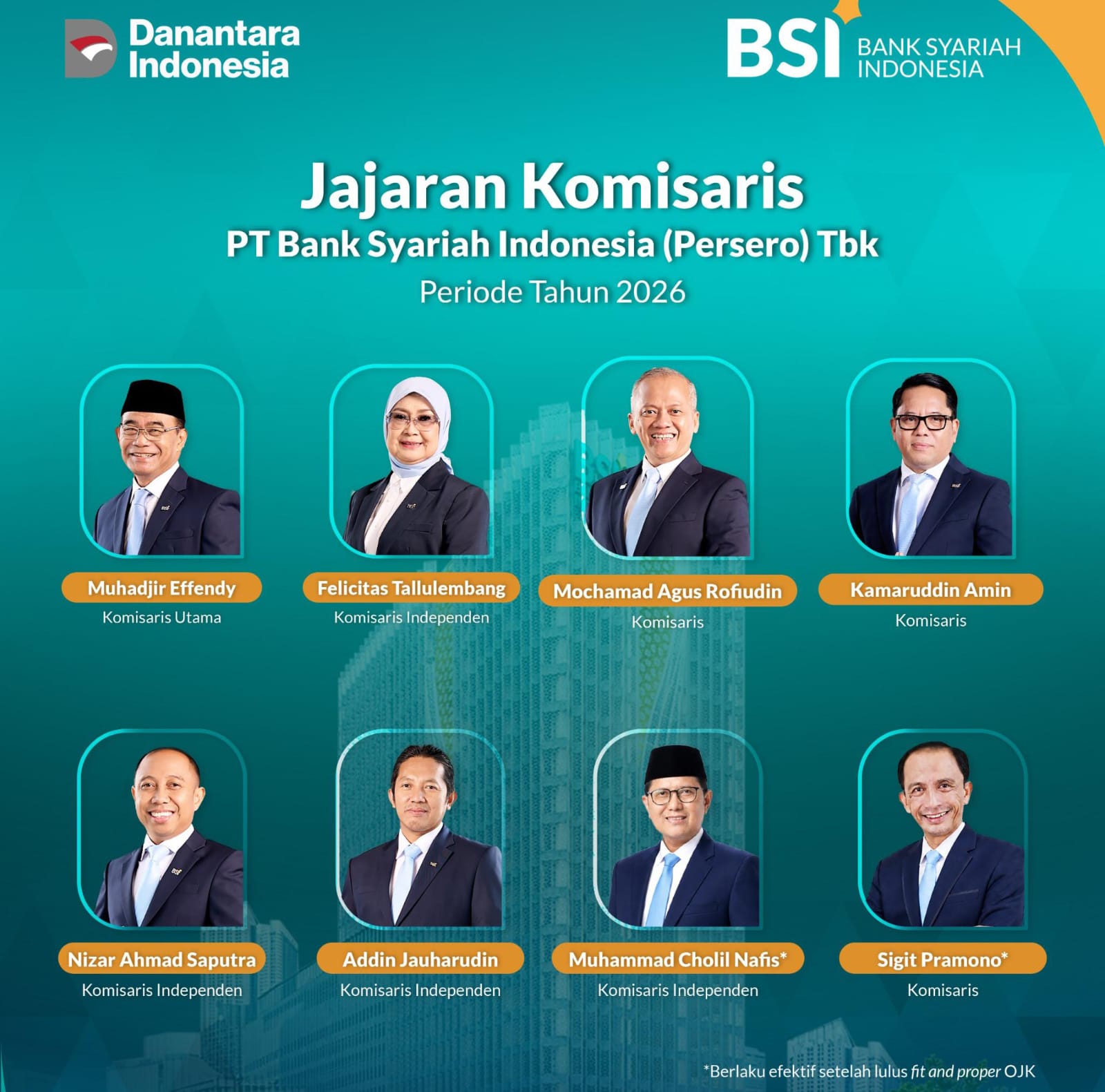 KH Muhammad Cholil Nafis dan Sigit Pramono Diangkat Jadi Komisaris BSI