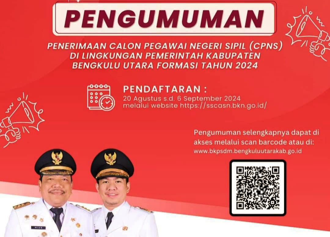 RESMI DIBUKA, Pemkab Bengkulu Utara Terima Pendaftaran CPNS 2024