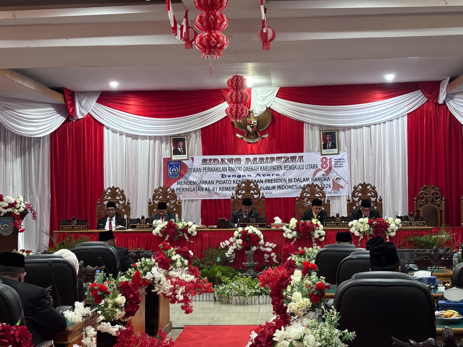 Bersama Forkopimda, Bupati Simak Pidato Kenegaraan Presiden Prabowo Secara Daring