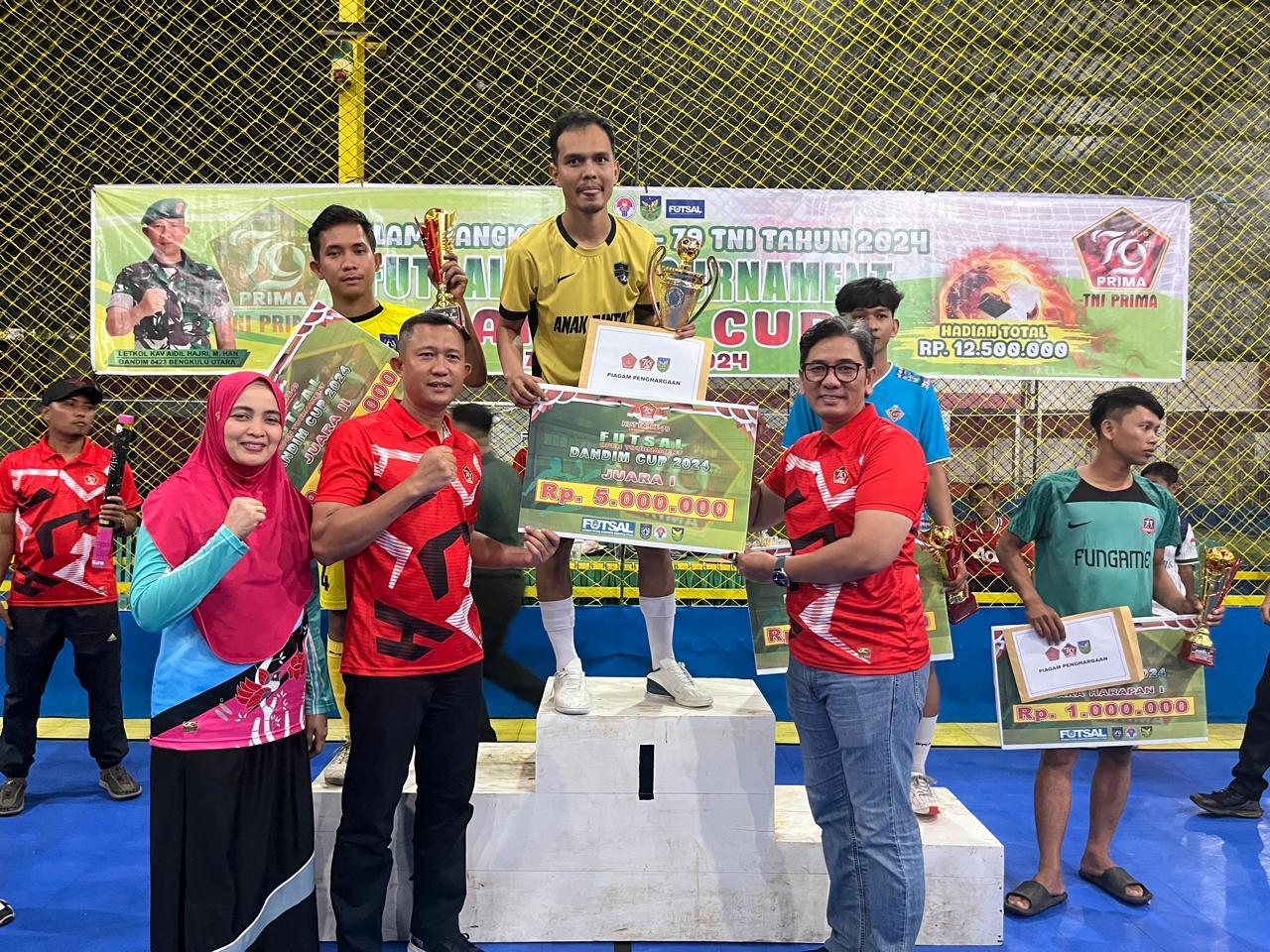 Ditutup Pjs Bupati, Gelaran Futsal Open Turnamen Dandim 0423 Bengkulu Utara Berjalan Lancar