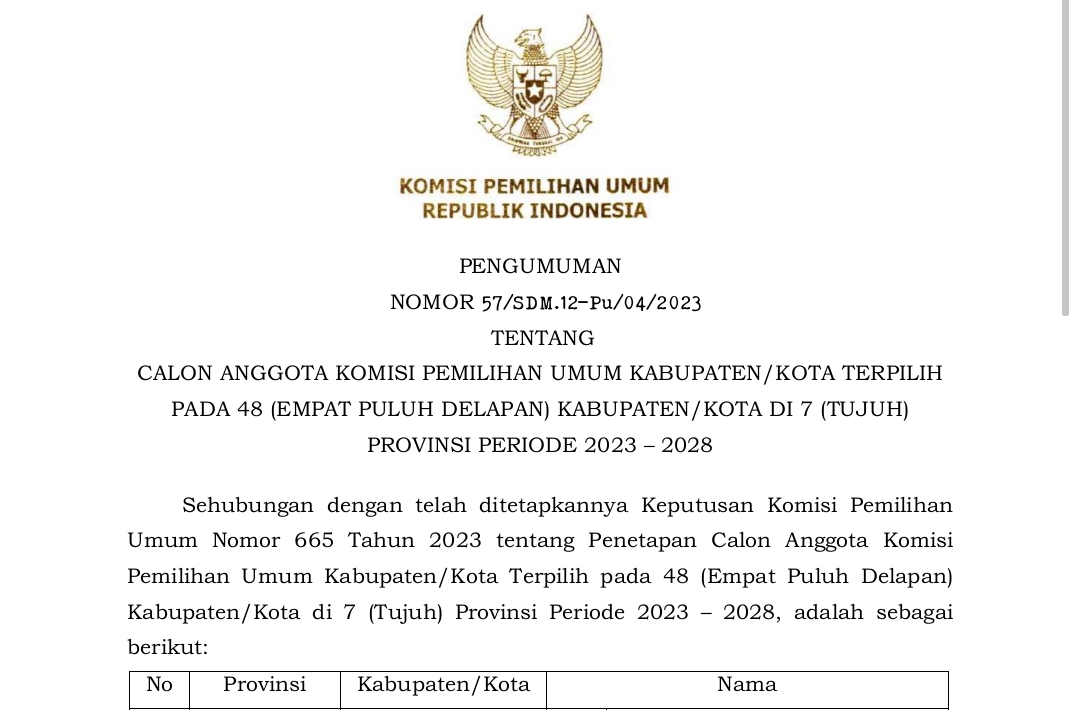 Ini Wajah Baru Anggota KPU Bengkulu Utara Periode 2023-2028