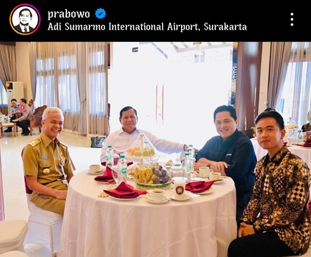 Nama Prabowo-Erick Thohir Kian Menggema, Probowo Unggah Foto Mesra di Meja Makan di Akun Instagram Pribadinya