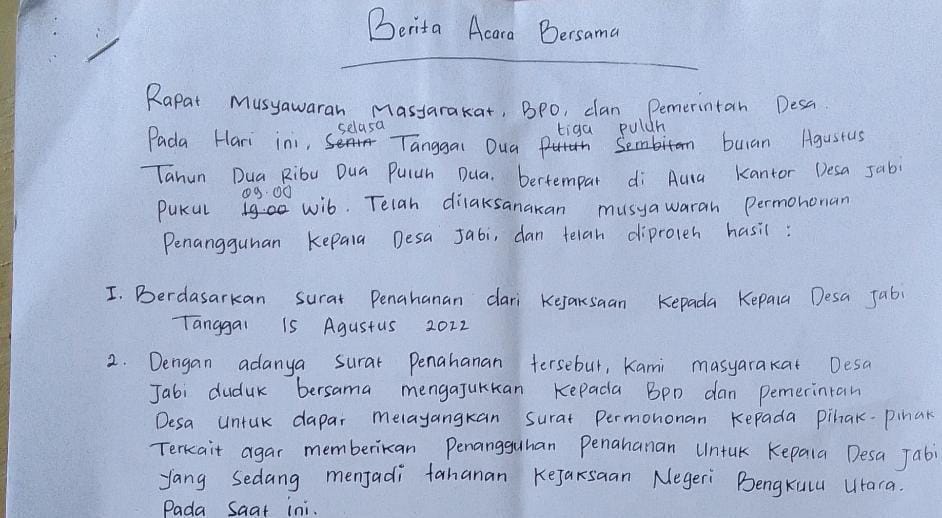 Alasan ini Jadi Penyebab BPD tak Kunjung Usulkan Pemberhentian Kades Jabi