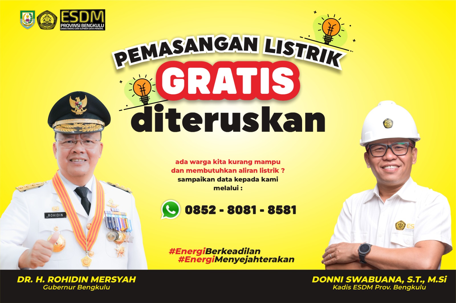 Gubernur Bengkulu Kembali Luncurkan Program Pemasangan Jaringan Listrik Gratis