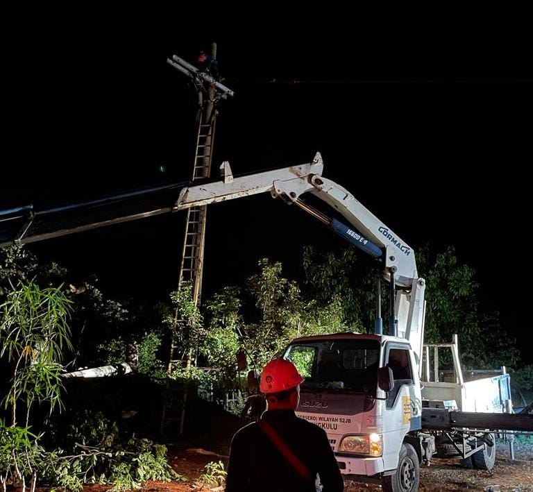 Tempo 24 Jam, PLN Berjibaku Perbaiki Belasan Tiang Listrik Roboh Pasca Badai