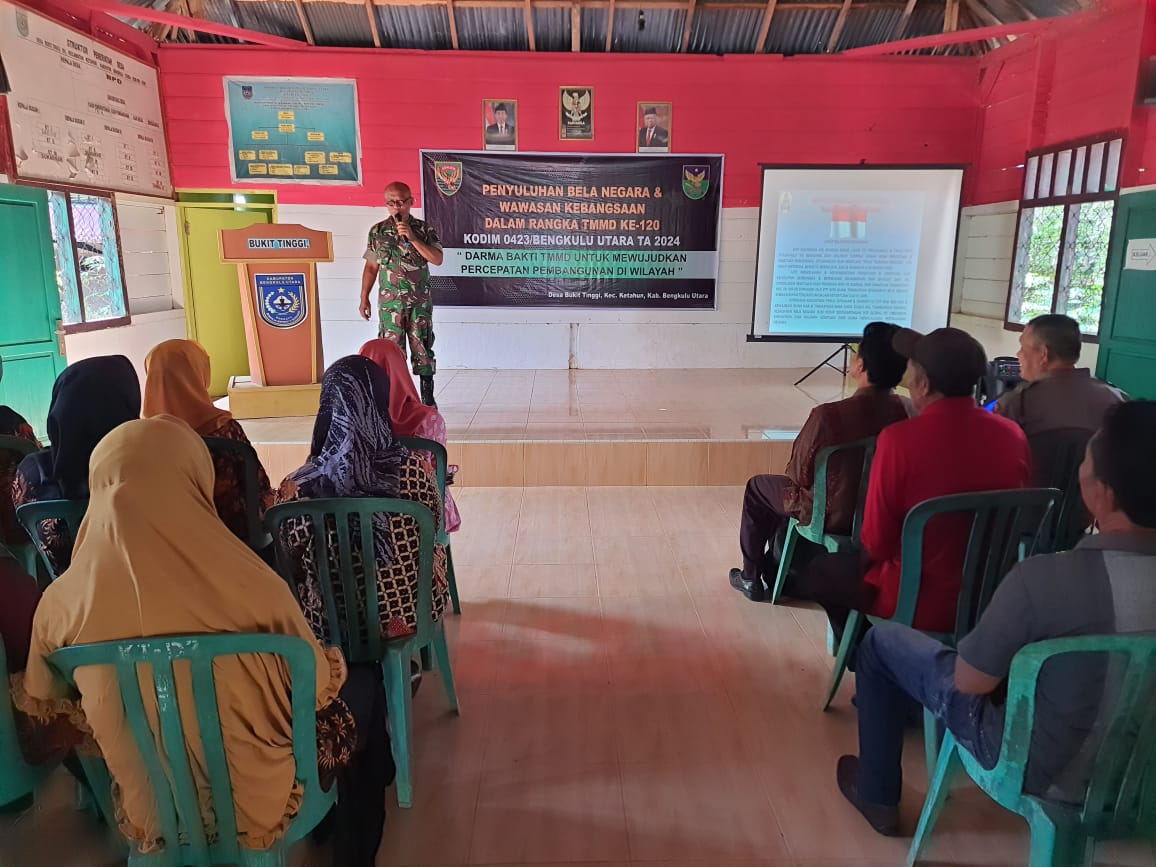 Satgas TMMD Gelar Penyuluhan Wawasan Kebangsaan dan Bela Negara di Desa Bukit Tinggi 