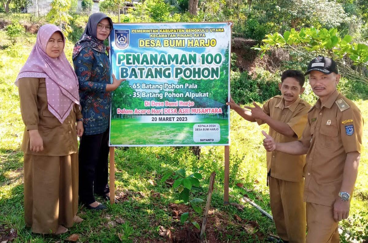 Peringati Hari Desa Asri Nusantara, Pemdes Bumi Harjo Tanam 100 Batang Pohon