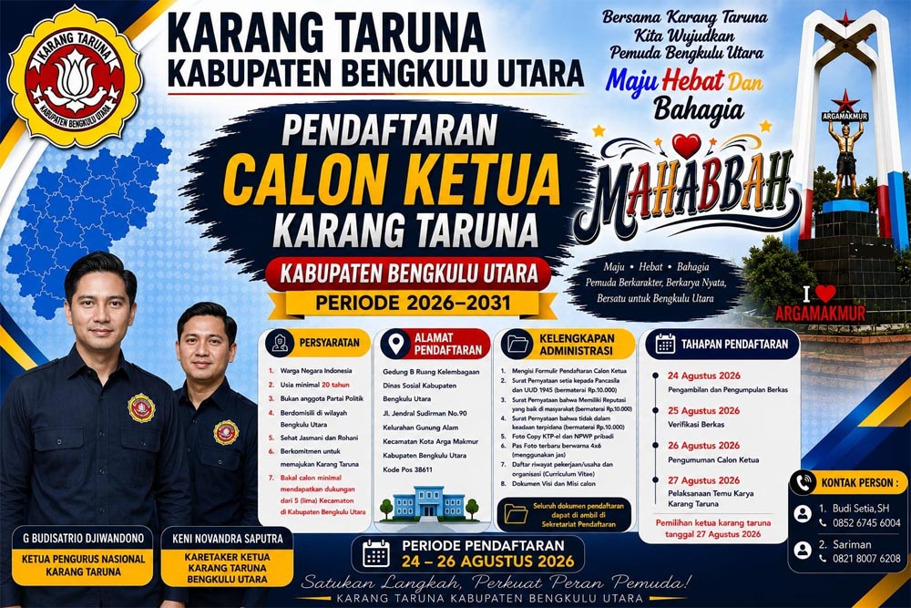 Hari ini Diumumkan, Kandidat Calon Ketua Karang Taruna Bengkulu Utara Siap Bertarung 