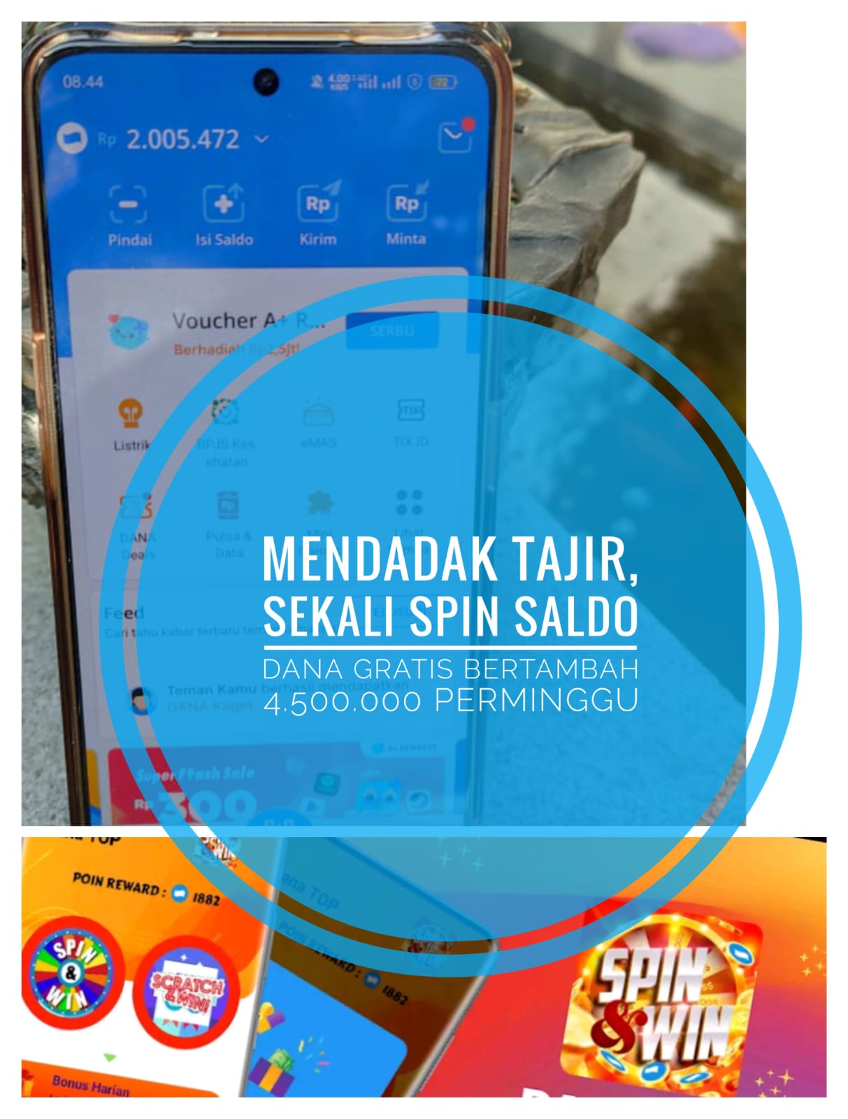 Mendadak Tajir, Sekali Spin Saldo Dana Gratis Bertambah RP 4.500.000 Perminggu