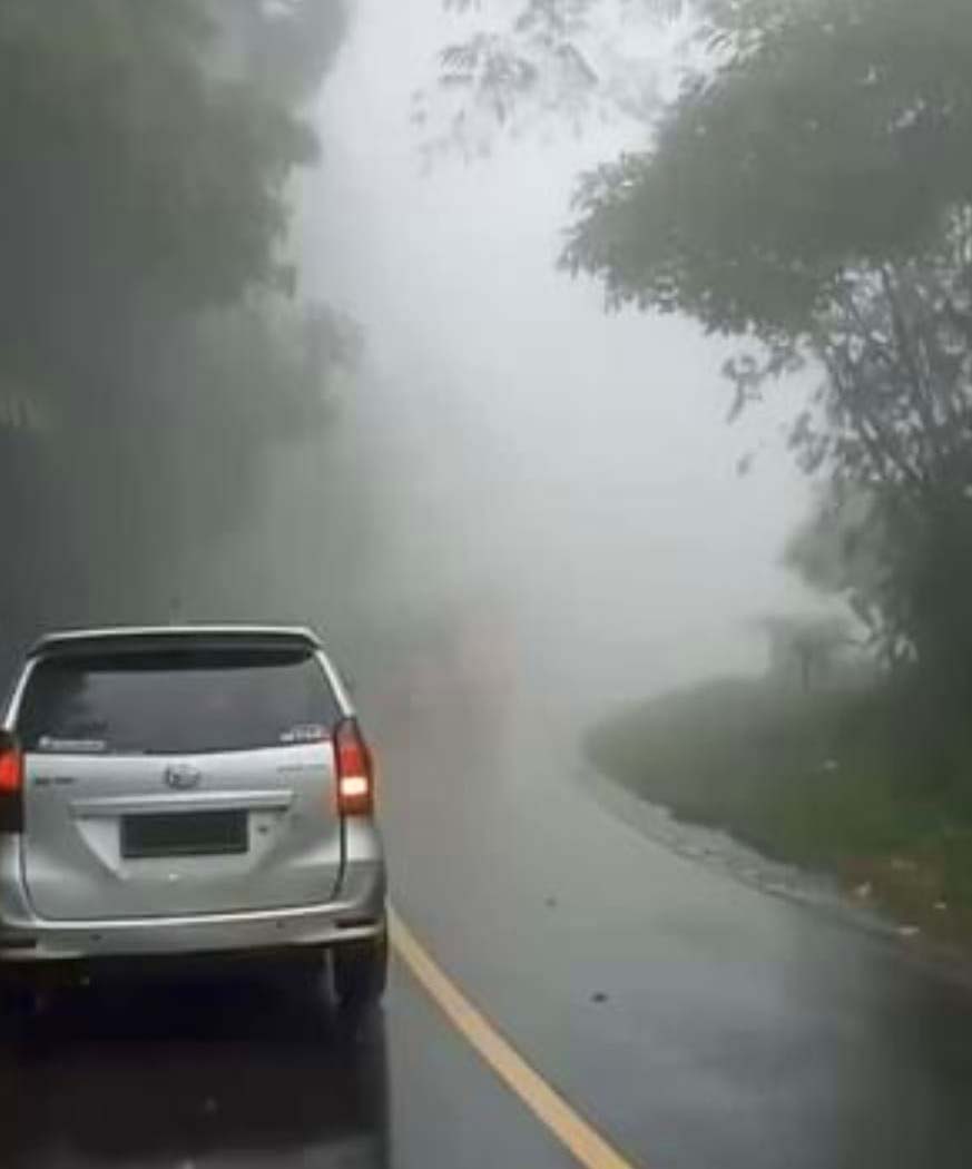 Waspada! Kabut Tebal Penuhi Jalan Bengkulu - Kepahiang