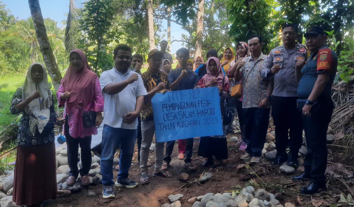 Disaksikan Camat dan Unsur Tripika Pra Pelaksana Penentuan Titik Nol Salam Harjo Berjalan Lancar 