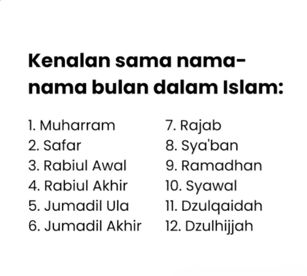 Mengenal Nama-nama Bulan dalam Kalender Islam, Apa Saja?