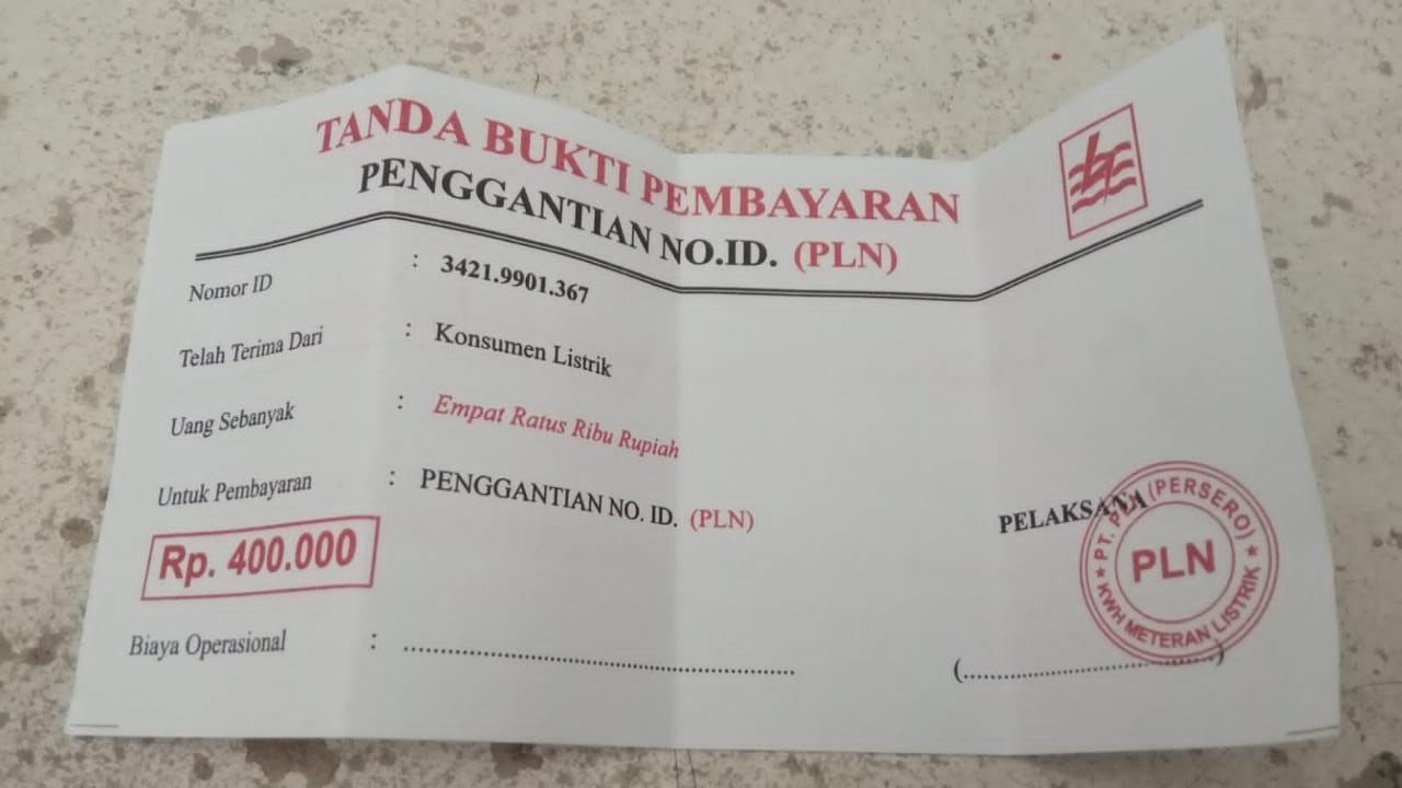 Viral! Beredar Petugas Abal-abal Membawa Nota Biaya Pergantian Listrik Rp 400 Ribu, Ini Kata PLN