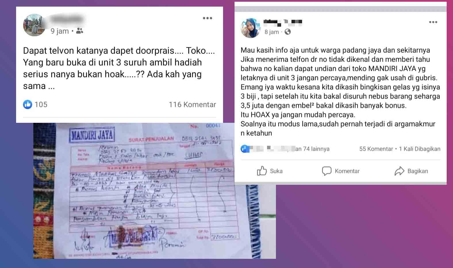 Modus Telepon dapat Doorprize, Toko Mandiri Jaya Resahkan Emak-Emak Padang Jaya
