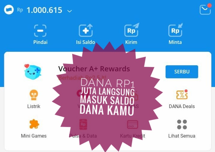 Rahasia! Tanpa Undang Teman, Dapat Uang Rp1 juta Gratis langsung Cair ke Dana