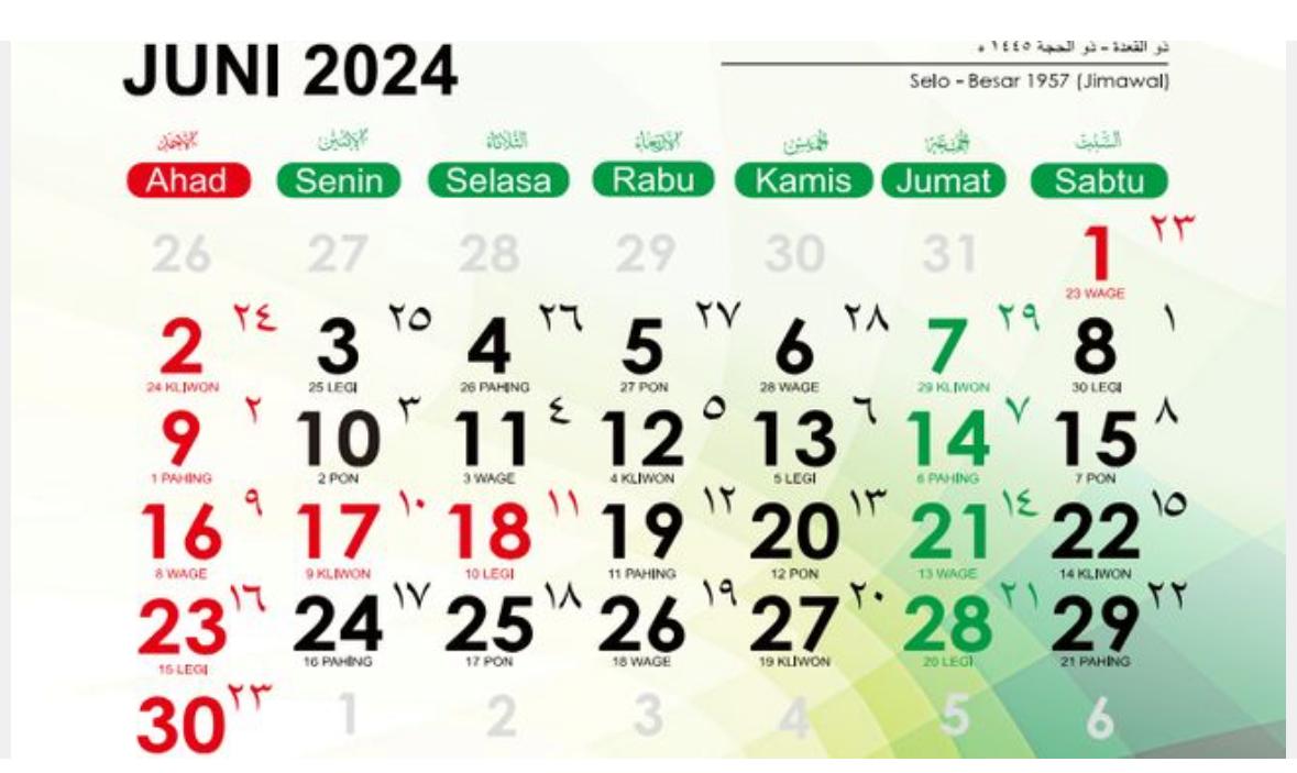 Daftar Tanggal Merah Juni 2024, Ada Libur Panjang Menyambut Idul Adha 1445 Hijriah