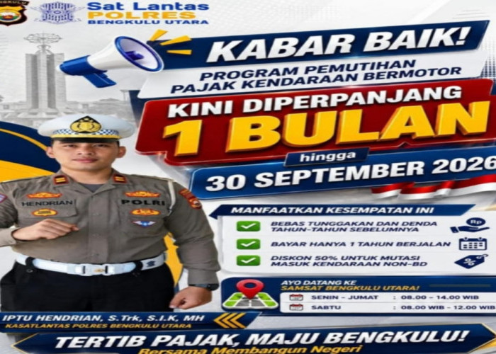 Program Pemutihan Pajak Kendaraan Bengkulu Diperpanjang hingga 30 September 2026