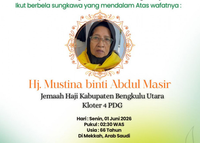 Kabar Duka , 1 Jamaah Haji Bengkulu Utara Berpulang di Tanah Suci