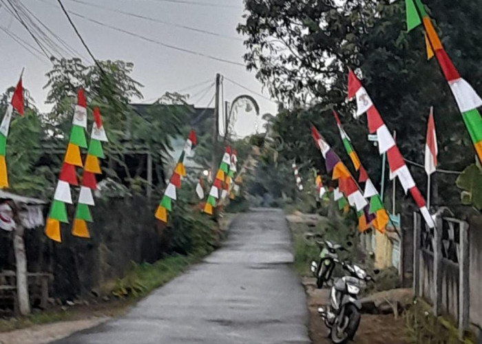 Sambut HUT RI ke 78, Warga RT 07 Desa Rama Agung Pasang Ratusan Bendera dan Umbul-umbul