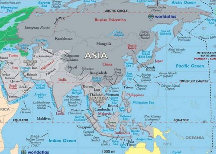 Daftar Negara Terluas di Asia, Indonesia Nomor Berapa?