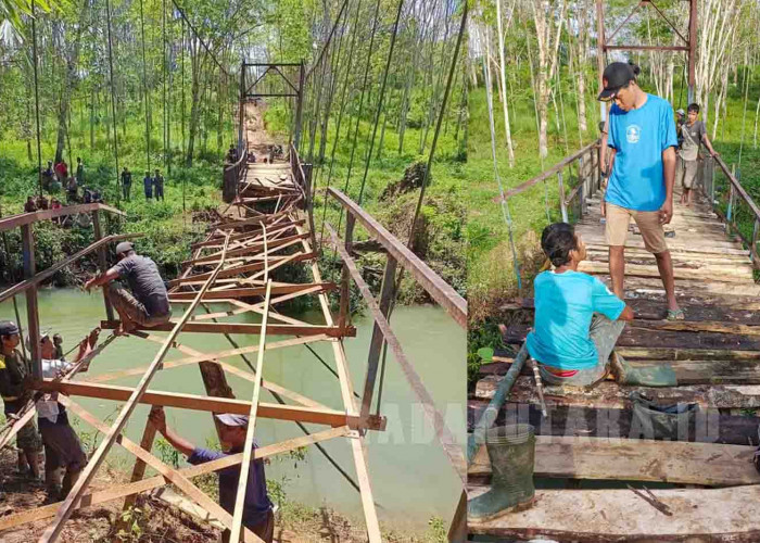 Swadaya, Warga Desa Gembung Gotong Royong Perbaiki Jembatan