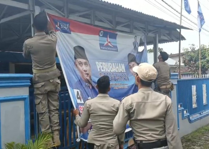 Belum Masa Kampanye, APK Para Caleg di Bengkulu Utara Diturunkan dan Ditertibkan