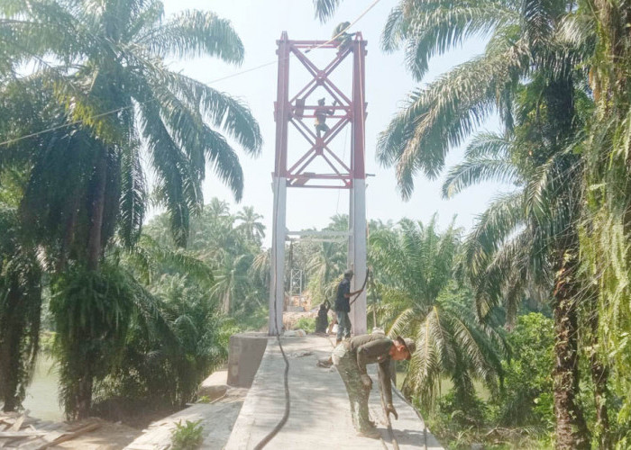 Jembatan Perintis di Kualalangi 80 Persen, Pj Kades: Rampung Agustus, Kado HUT RI bagi Warga