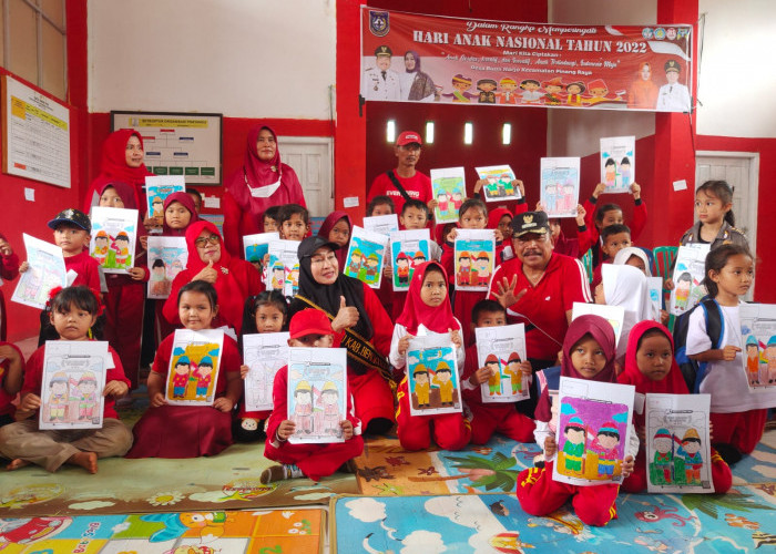 Hari Anak Nasional, Mian dan Istri Lihat Lomba Mewarnai