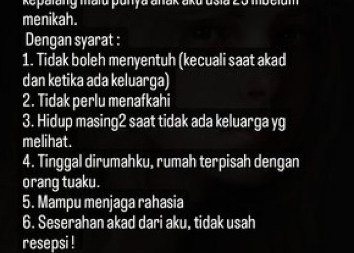 Umur Masih 25 Tahun, Wanita Ini Cari Suami untuk Kawin Kontrak, Kaum Pria Tertarik?