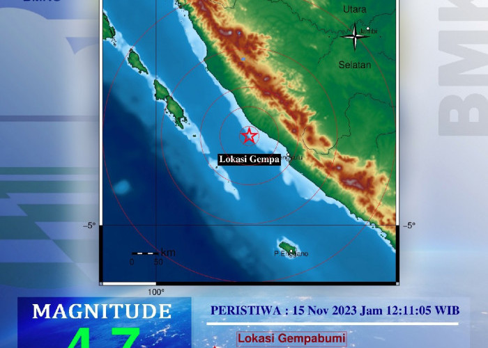 Update Gempa Bumi! Berkekuatan 4,7 Magnitude, BMKG jelaskan Titik Lokasinya di Barat Daya Bengkulu Utara