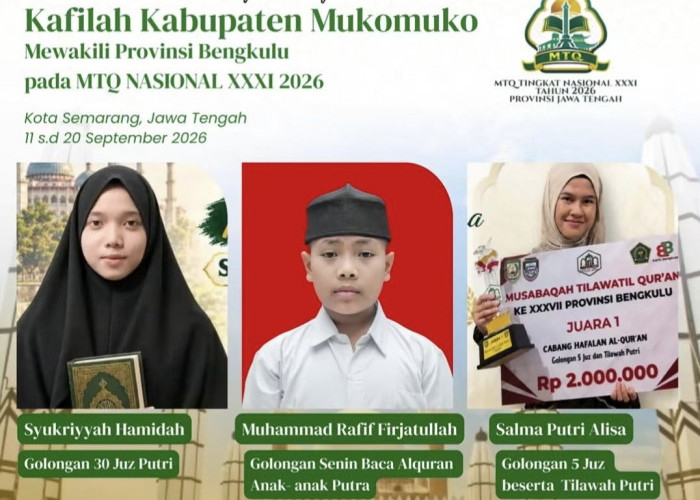 Tiga Kafilah Mukomuko Wakili Bengkulu Ikuti MTQ Nasional XXXI di Semarang
