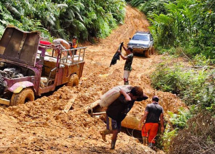 Jalan Berlumpur, Warga Lebong Tandai Nyaris Terisolir