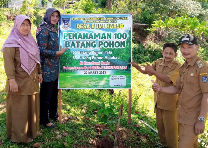 Peringati Hari Desa Asri Nusantara, Pemdes Bumi Harjo Tanam 100 Batang Pohon