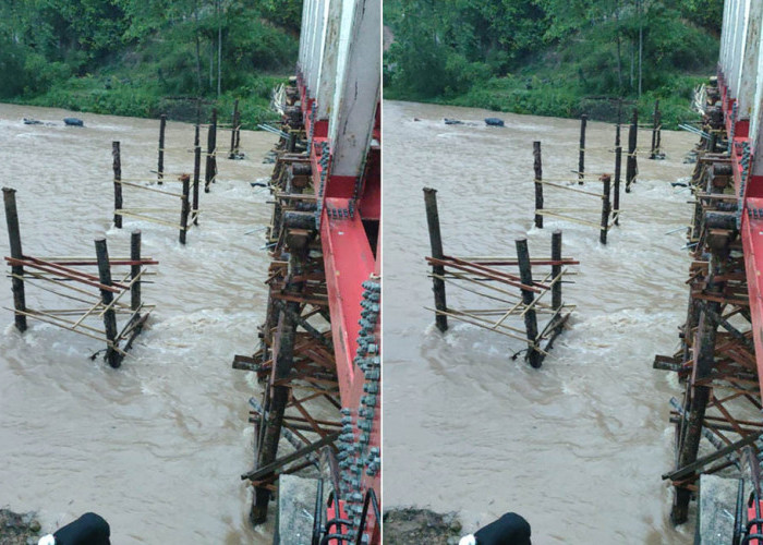 PUPR Pasang Flood Barrier, Perancah Jembatan Lubuk Selandak Dipagari Pengaman