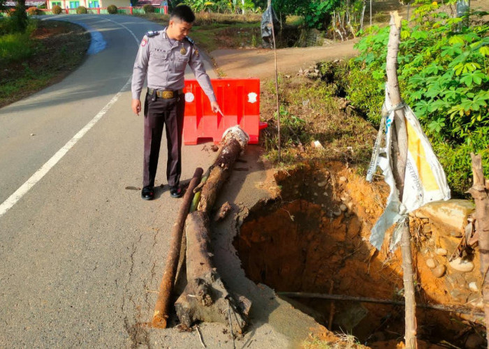 Hujan Deras Sebabkan Jalan di Giri Mulya Amblas, Kades : Tolong Pak Gubernur, ini Jalan Provinsi